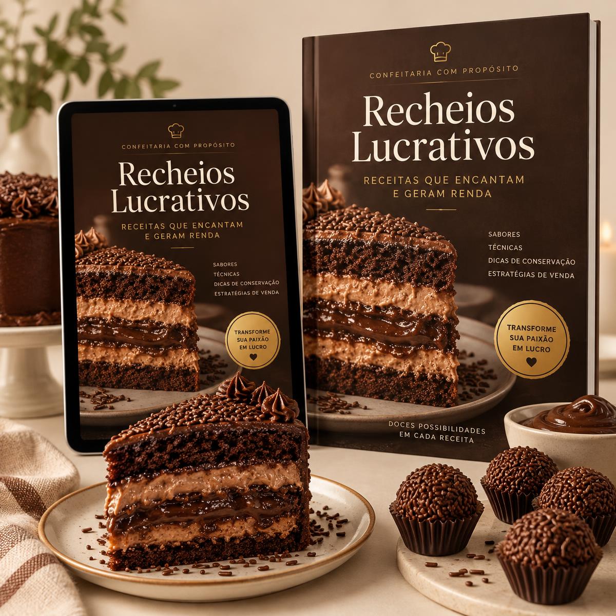 Mockup do e-book Recheios Lucrativos com bolo recheado